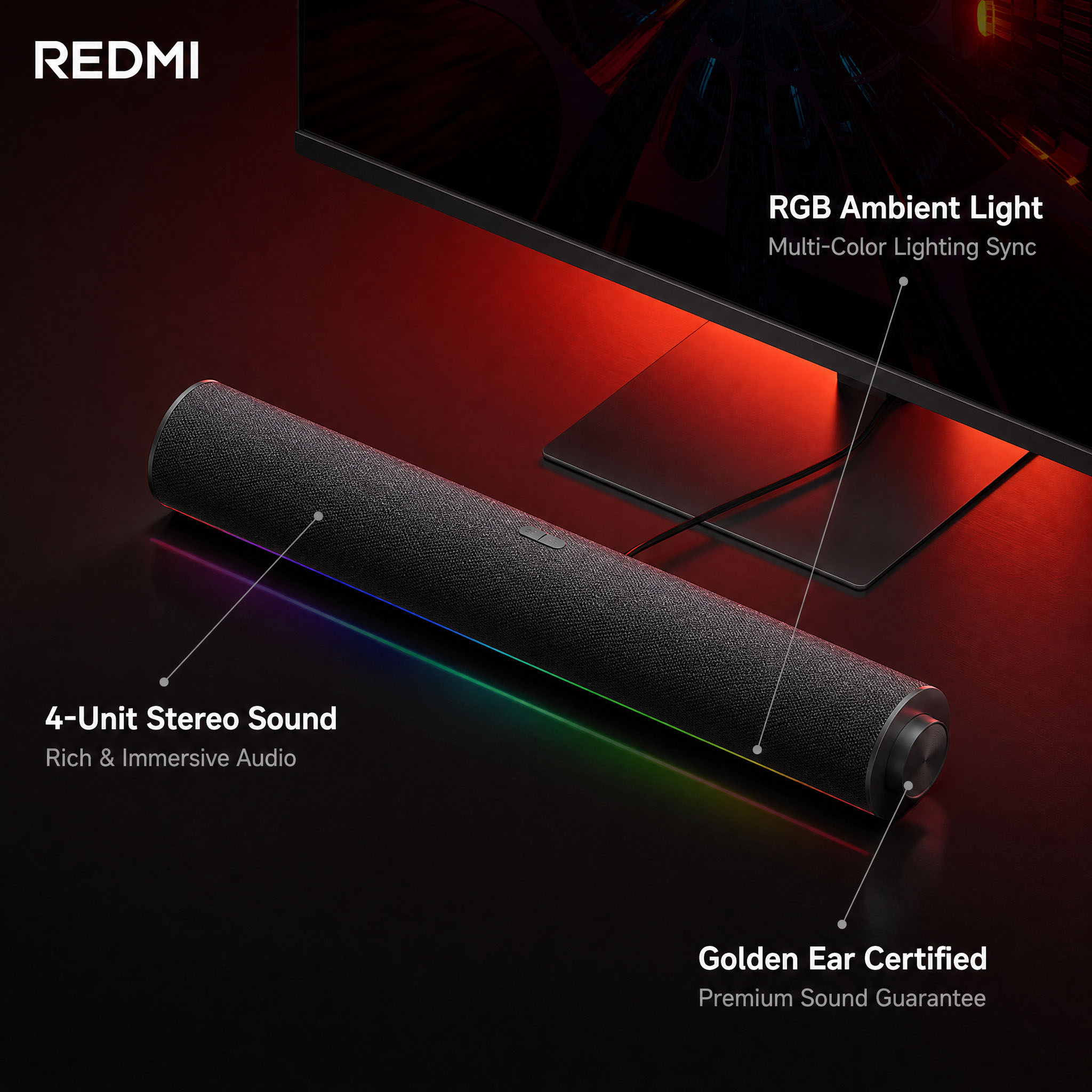 Rgb Computer Soundbar For Pc - Oryginalny głośnik do komputera Xiaomi Redmi,