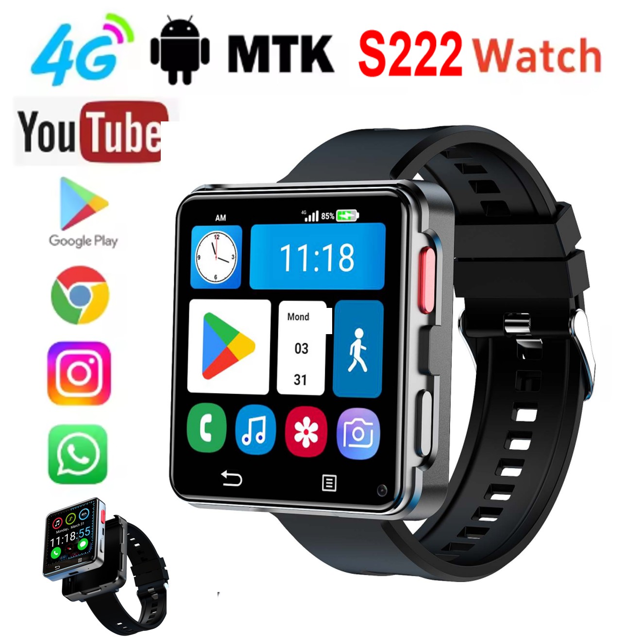 Smartwatches - Smartwatch S222 4G z kartą SIM,