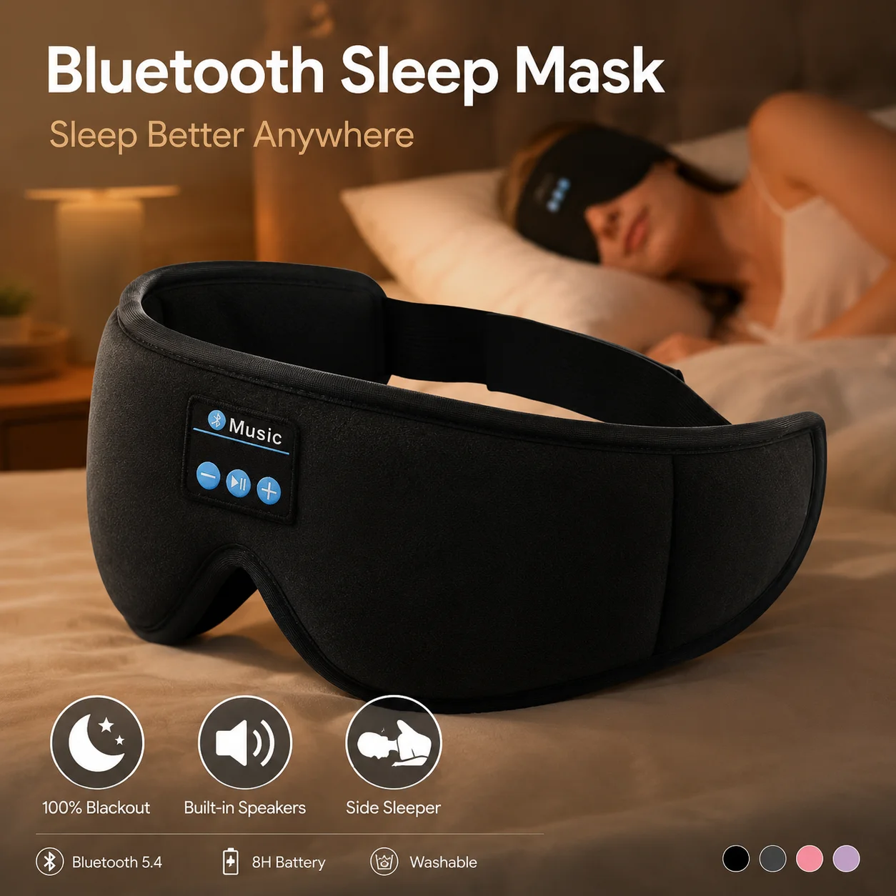 Sleep Mask Headphones Bluetooth - Bezprzewodowa maska do spania z funkcją