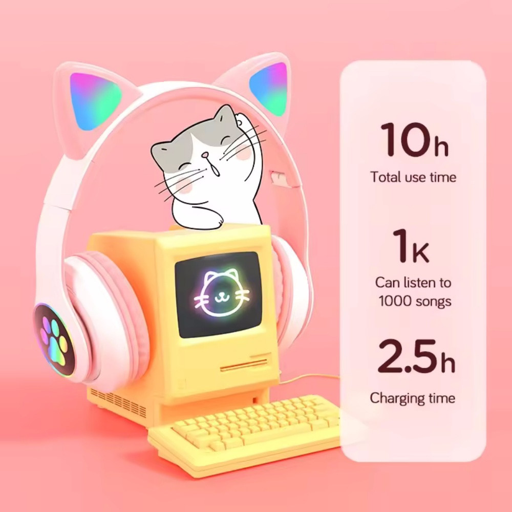 Urocze słuchawki Bluetooth z k – Cat Ear Bluetooth Headset Led recenzja i cena