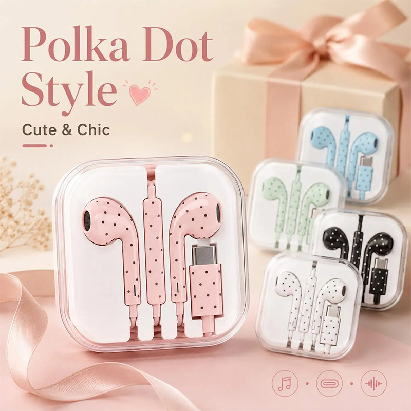 Urocze słuchawki przewodowe ty – Type C Wired Earphones With Mic recenzja i cena